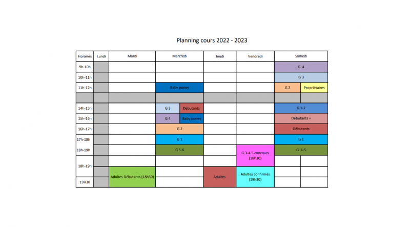 Retrouvez nos tarifs des activités